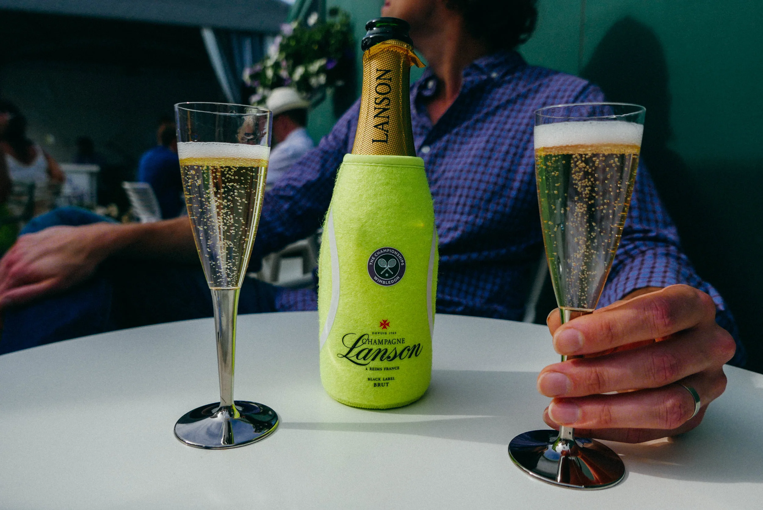 {My most prized London souvenir: a Wimbledon champagne koozie}