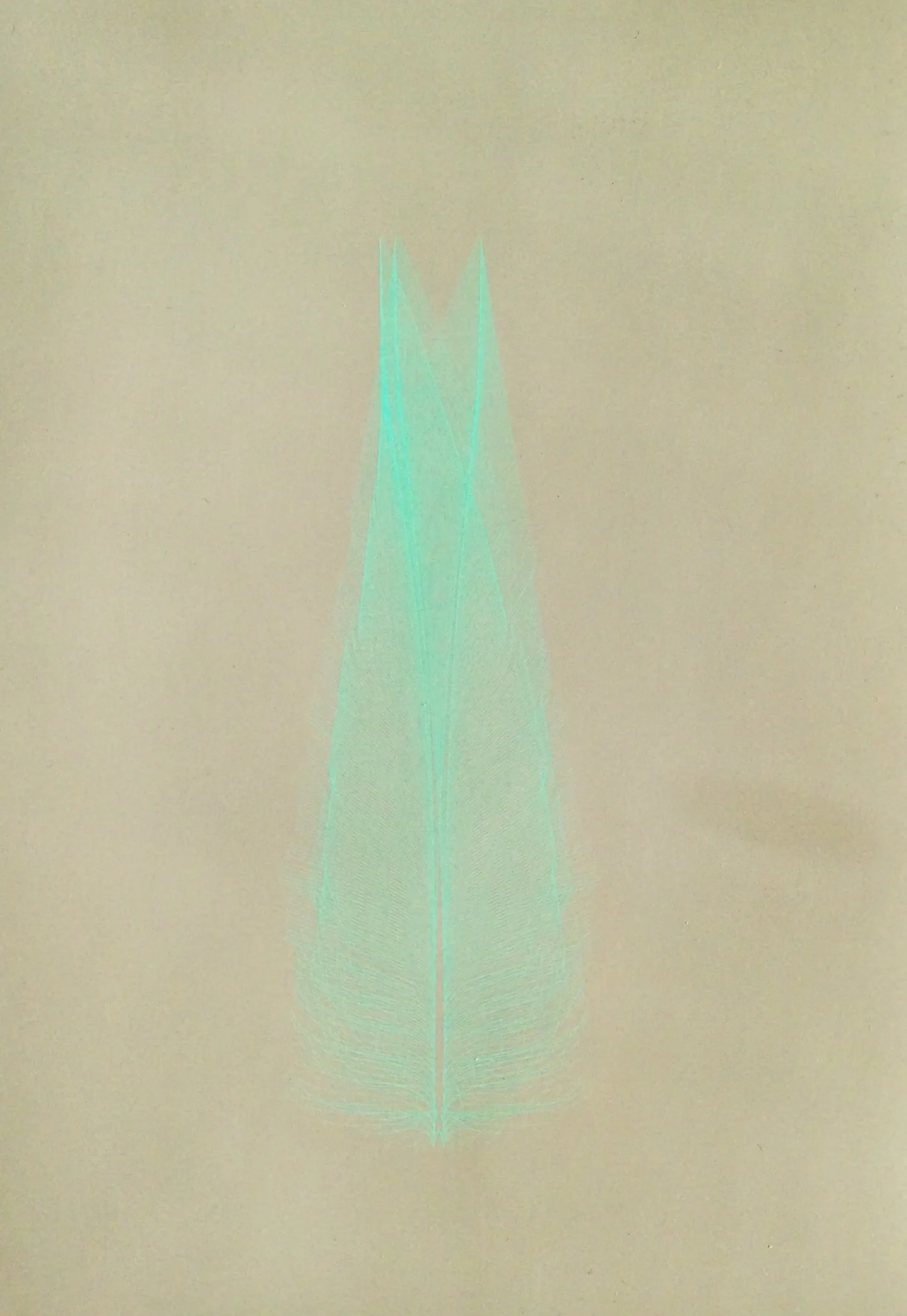 «Featherlike» von Kathrin Dörfler (Zürich). Digitaldruck, 20 cm x 28.7 cm, ungerahmt, hellblauer Druck auf grauem Hintergrund. CHF 45.- Bestellen