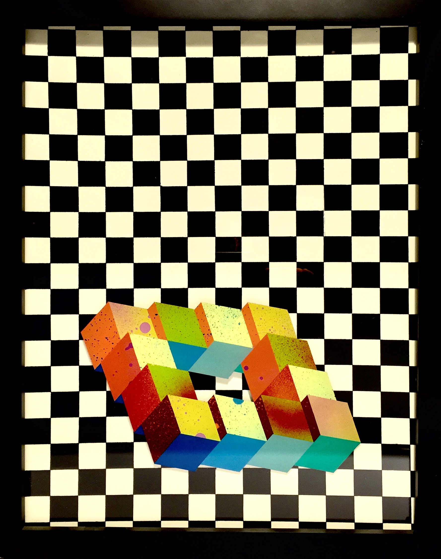 *** SOLD *** Untitled (Penrose Stairs) von Caedron Burchfield (New York). Plexi glass, spray paint, framed, 12 x 15 inches, CHF 500.-