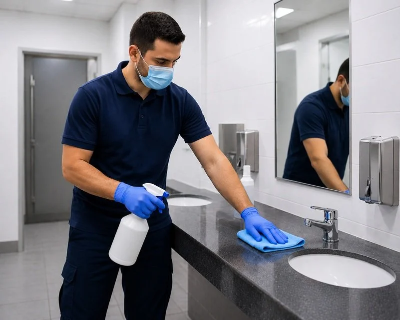 Hygienereinigung im Waschraum