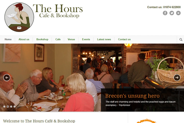 The Hours Café and Bookshop local Brecon website design by Spark Sites