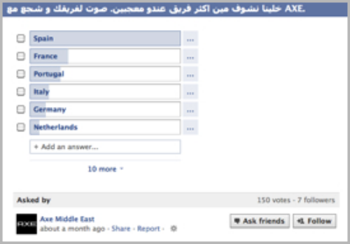  Axe Middle East engages its fans with Questions. 