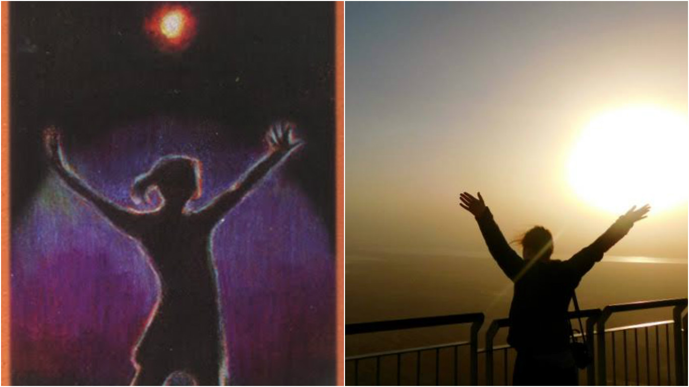 Me emulating Maggie Stiefvater's image of The Fool on top of Masada in Israel.