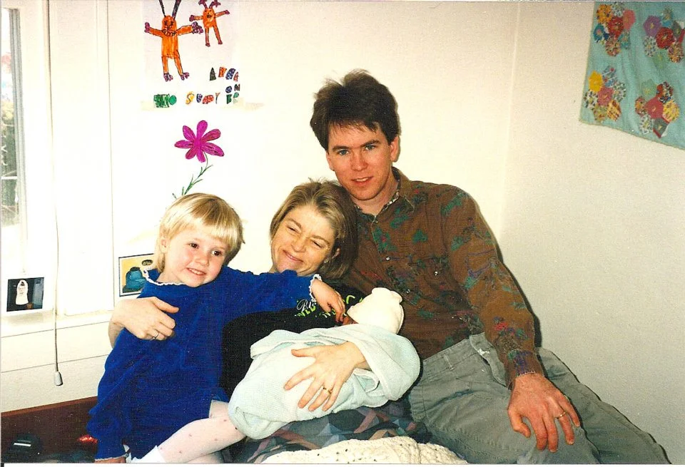 Family portrait. Note the drawings on the wall. I'm sure you can tell which one was mine. 