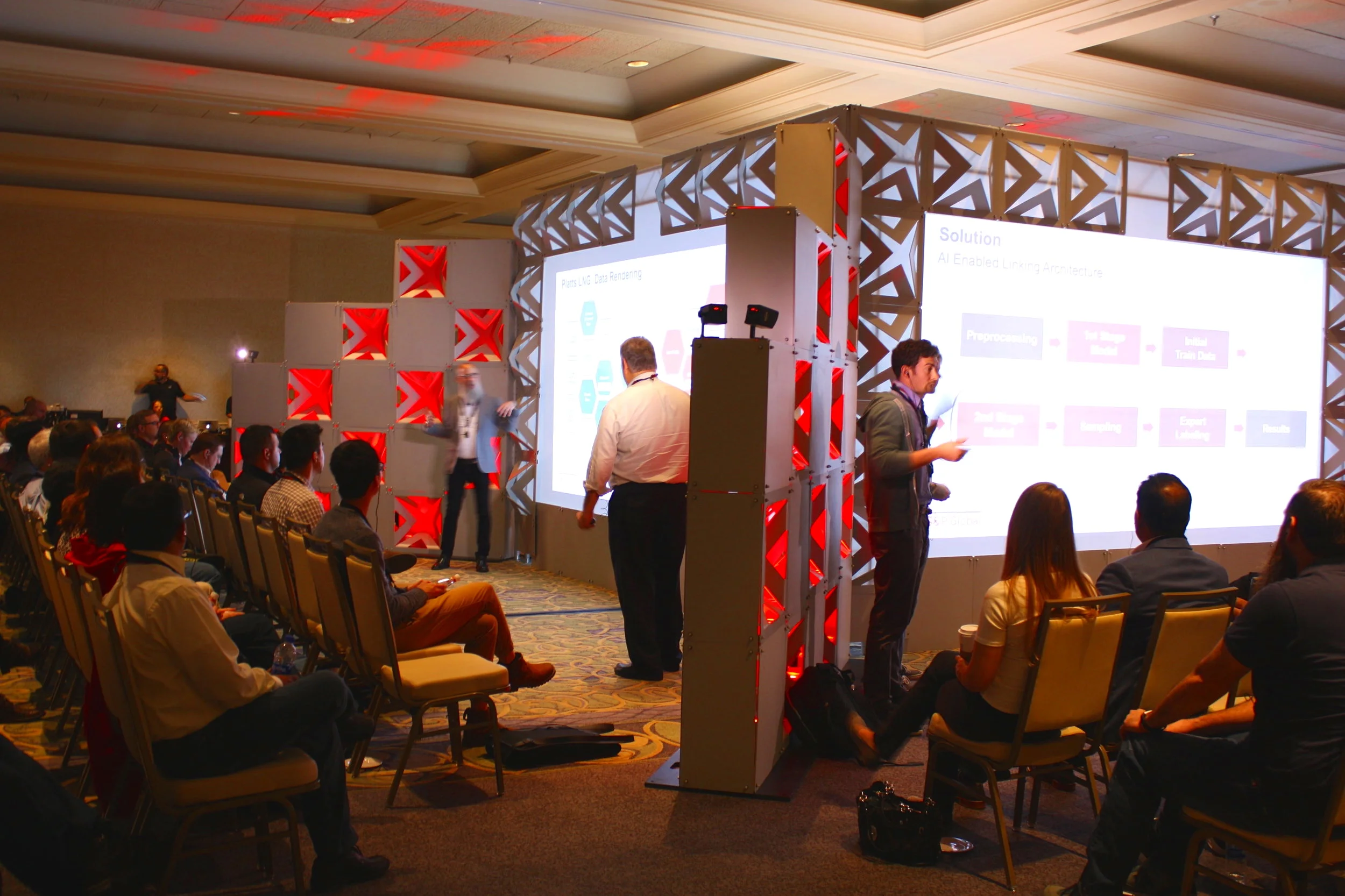 Four-sided stage set using modular decor panels, designed by The AV Company