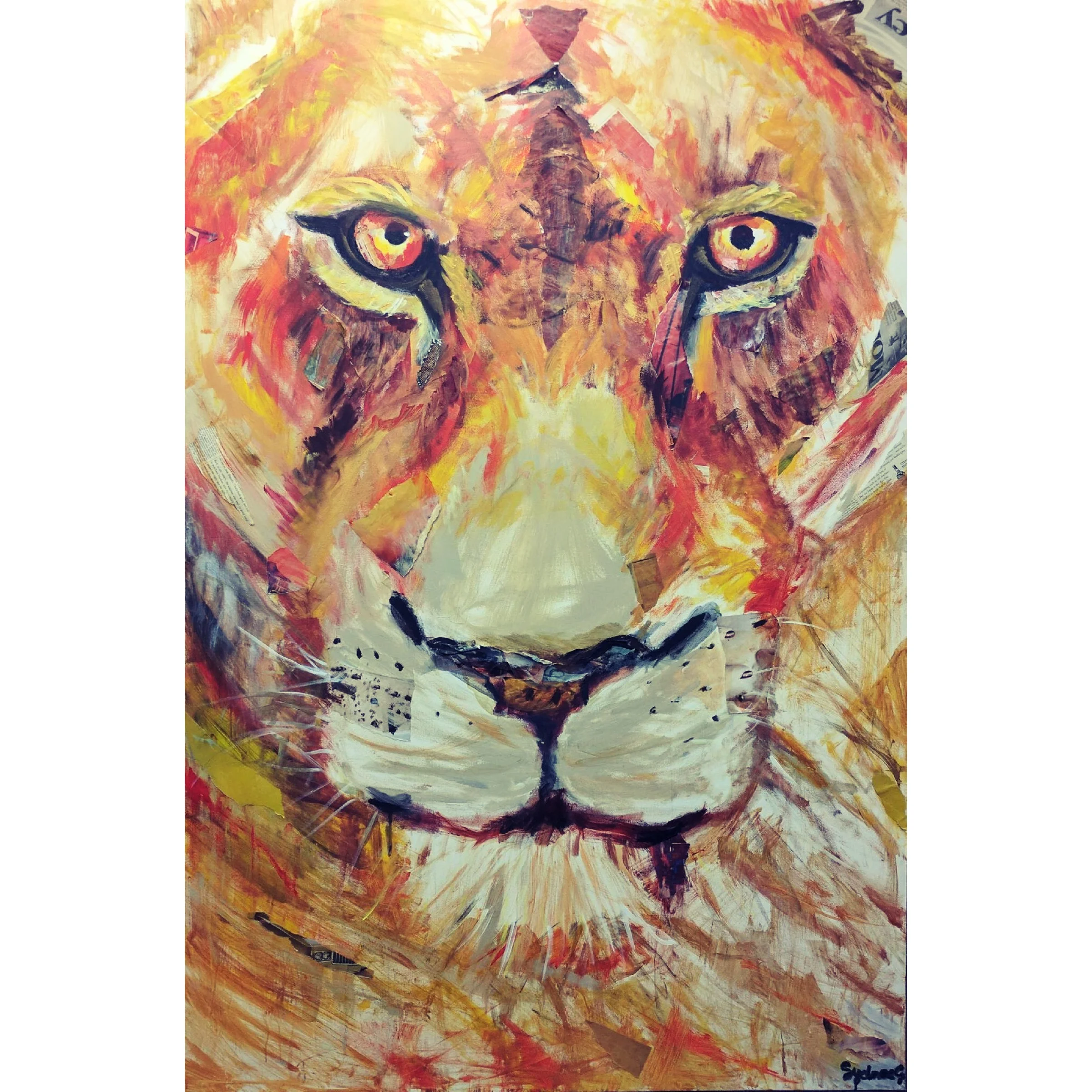 "king of east village," 2017. acrylic and mixed media on canvas. 6x4 ft. 