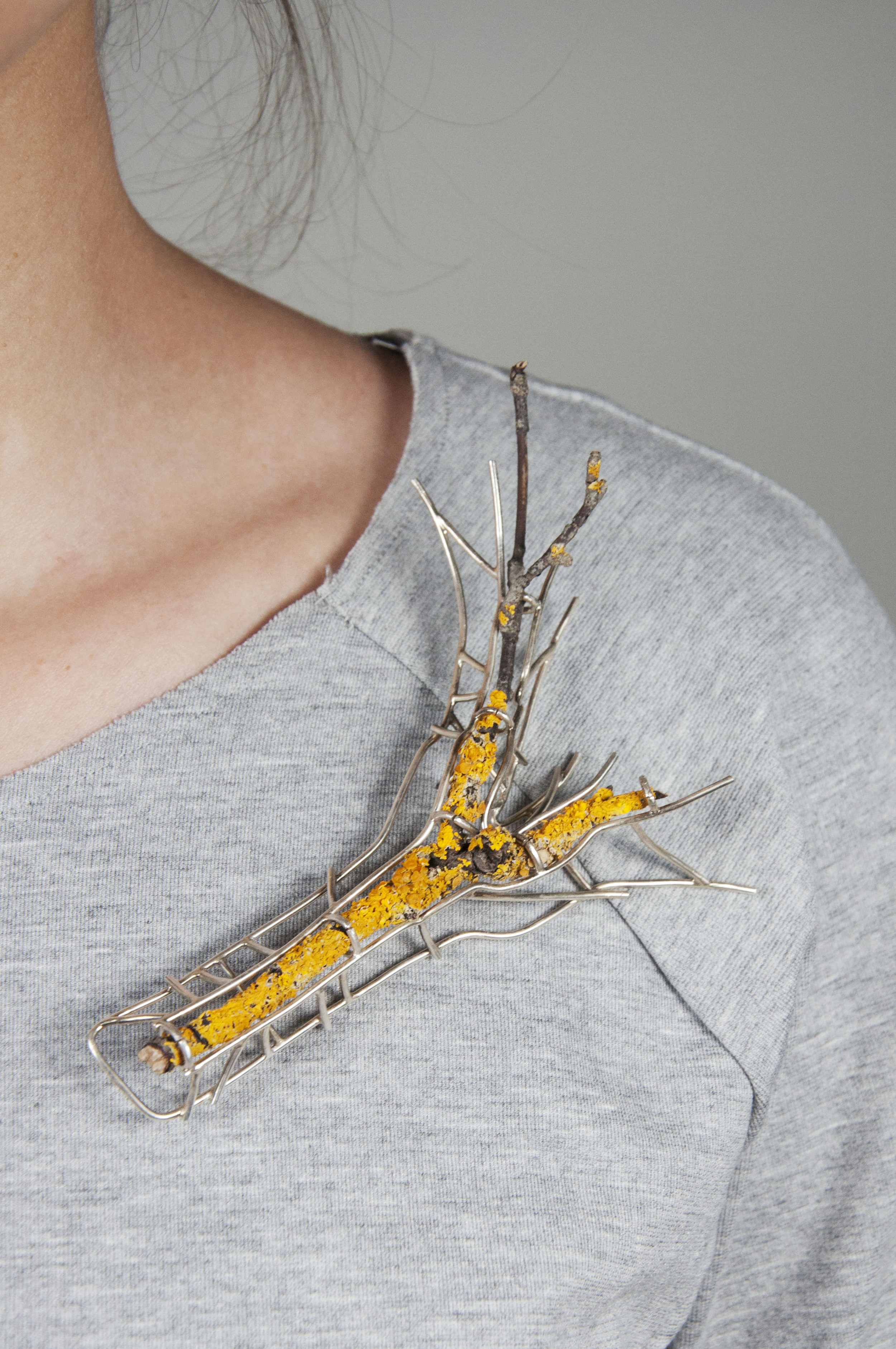 Lichen Twig Brooch