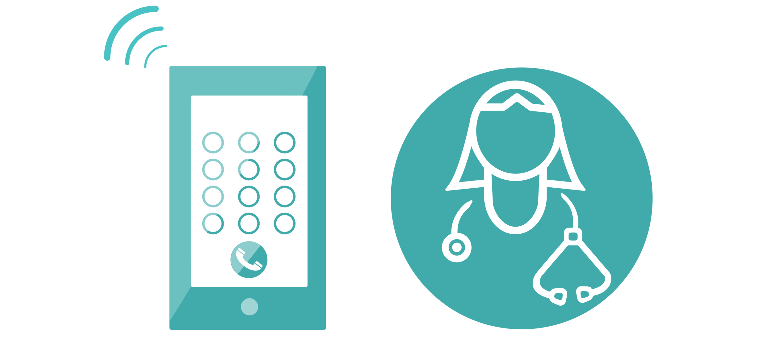 graphic of a cell phone next to graphic of a doctor