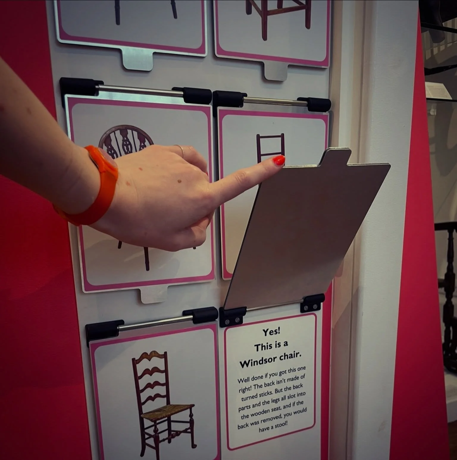 Our off the peg simple, robust interactive tools are being discovered by more sites, here are some &lsquo;chair lifts&rsquo; for Wycombe Museum @wycombemuseum #interpretation #interpretationtools #museuminterpretation #exhibitiondesign