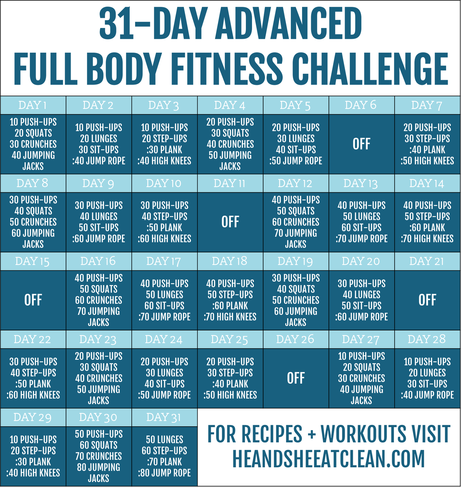 31-Day Advanced Full Body Fitness Challenge — He & She Eat Clean | Healthy  Recipes & Workout Plans