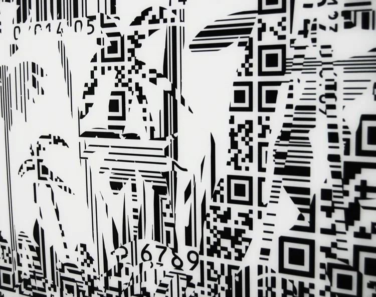 Amazon (detail), acrylic on plexiglas, 23 x 35 x 1 in.