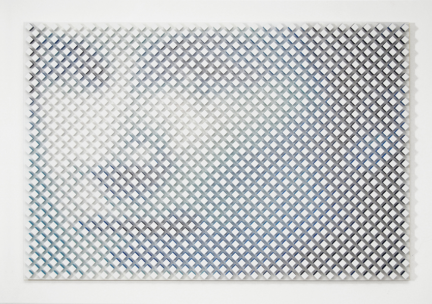 Peripheral Visionary - Margaret Atwood (front view), acrylic on wood & plexiglas, 23 x 35 x 1 in.