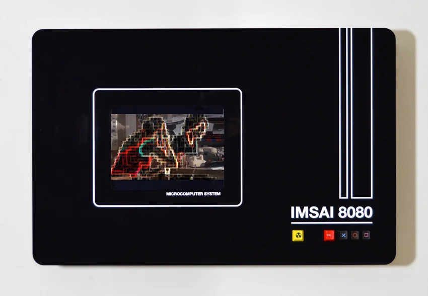 Get the Humans Out of the Loop, MP4 on iPad, mixed media on plexiglass, 16 x 27 x 3 in.