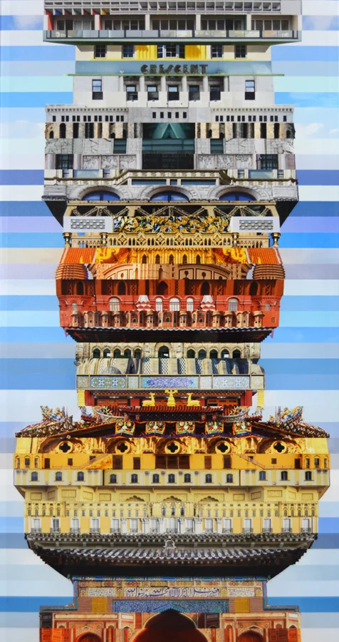 Tower (detail), print on plexiglas, 60 x 9.5 x 1 in.