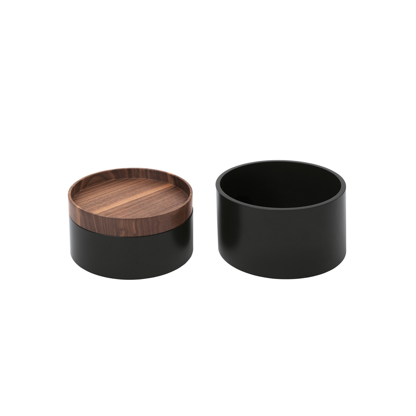 Holzdose CAPSULE CHF 350.00 Lack schieferschwarz und Nussbaum
