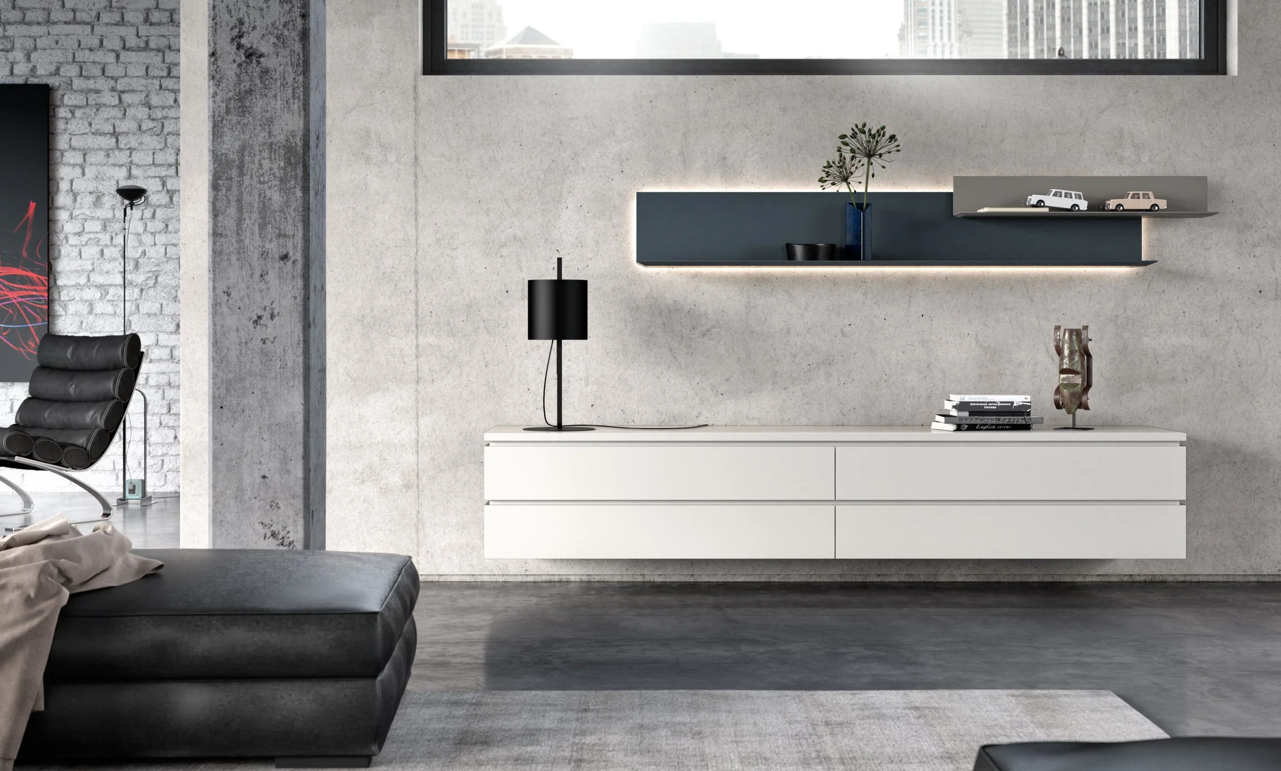 Winkelregal-System LILU + Sideboard CUBE