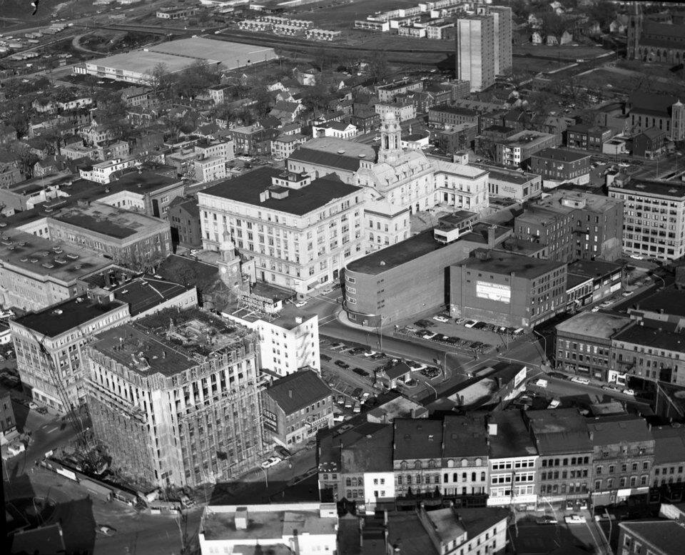 The Golden Triangle before the removal of Middle Street buildings.