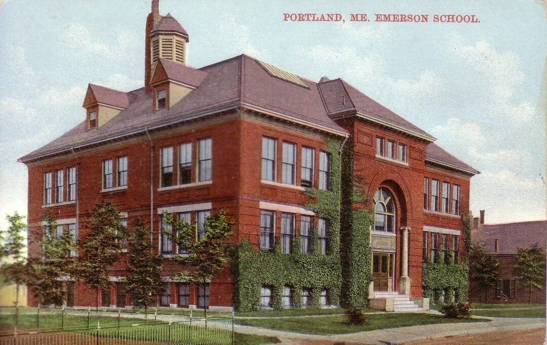 Emerson School at 13 Emerson Street on Munjoy Hill opened in 1898. It was named for Portland's first mayor, Andrew L. Emerson and designed by Frederick A. Tompson. The school was closed in the late 1970s and converted to use as housing in the 1980s. 