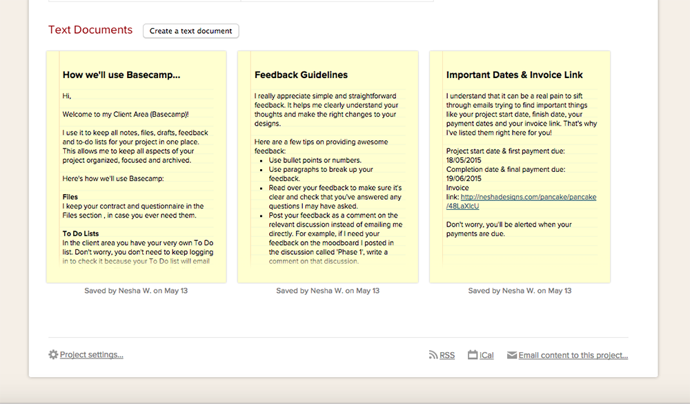 Text docs in Basecamp