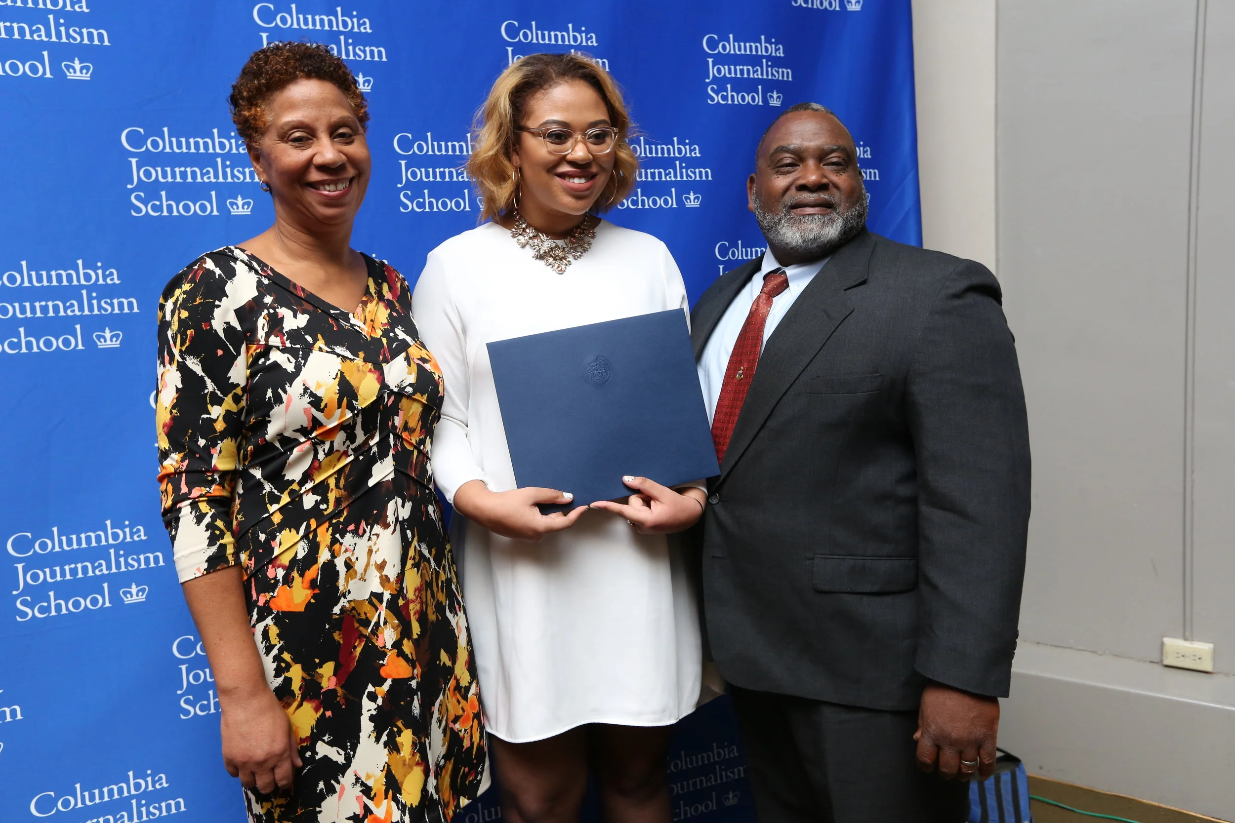 Mom. Me. Obbie at my graduation from Columbia Journalism School. December 2016.