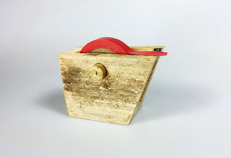 Termite-Eaten Museum Wood Red Tape Dispenser (2017)