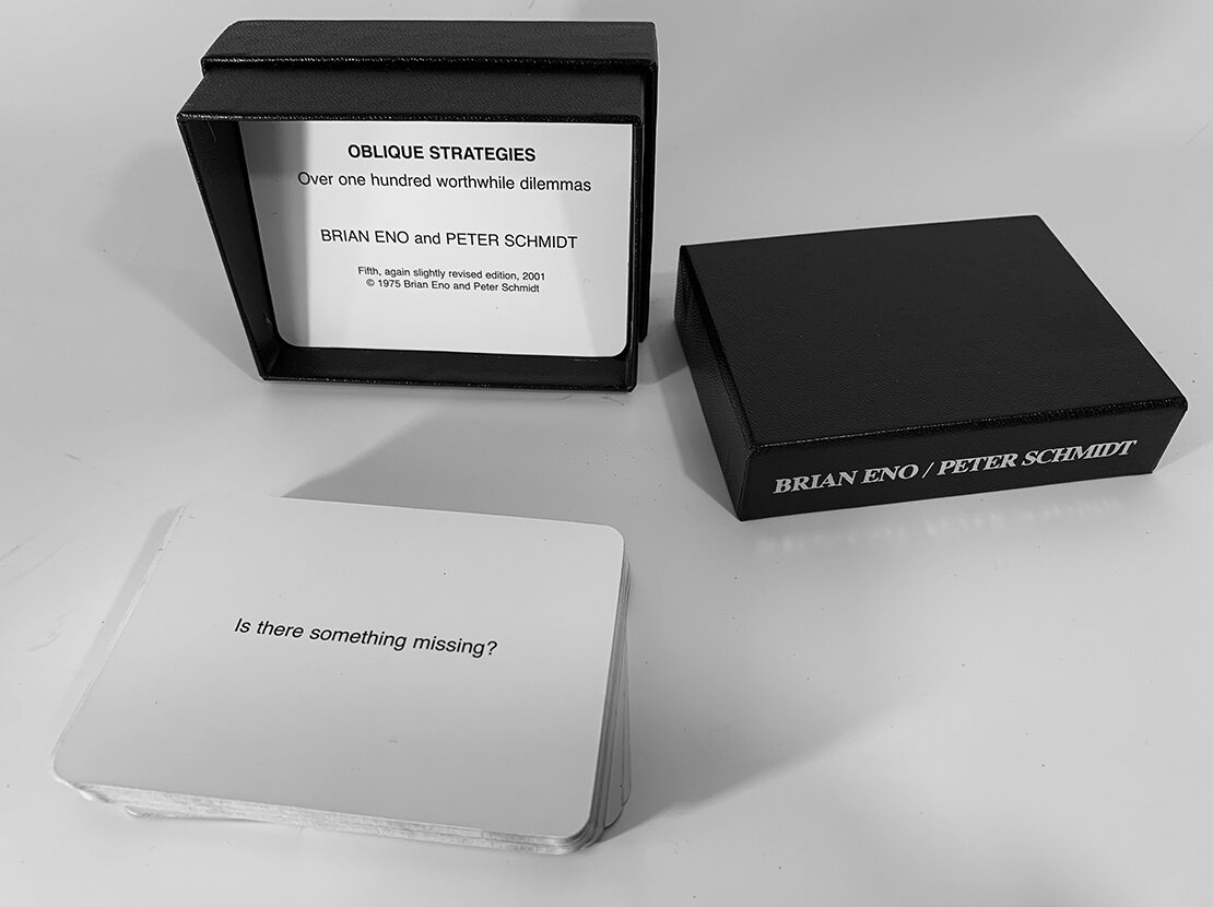 Brian Eno and Peter Schmidt, Oblique Strategies: Over One Hundred Worthwhile Dilemmas, Fifth again slightly revised edition, 2001