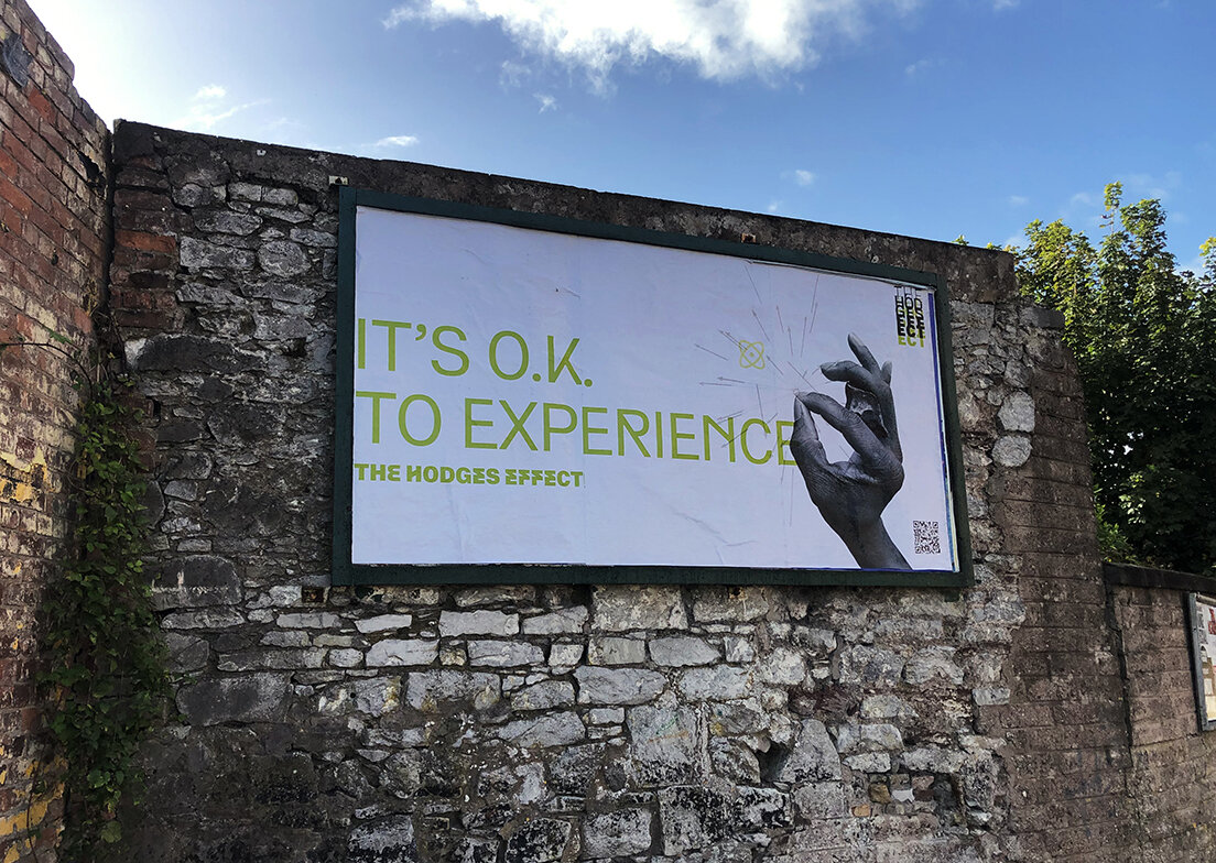 Sean Miller, Sean Taylor, and Connie Hwang, Billboard in Cork City Ireland Advertising The Hodges Effect for International Space Week, 2021