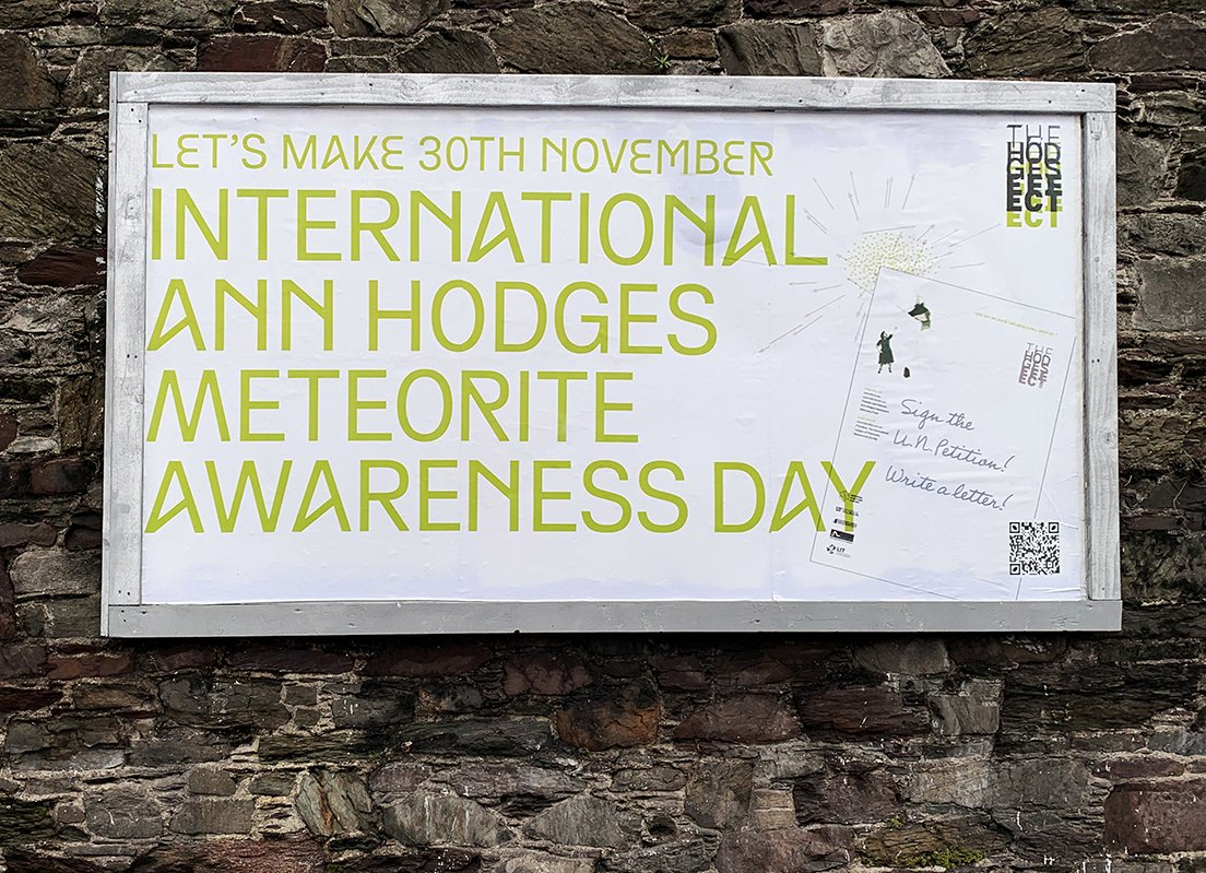 Billboard In Cork, Ireland Supporting Ann Hodges Meteorite Awareness Day