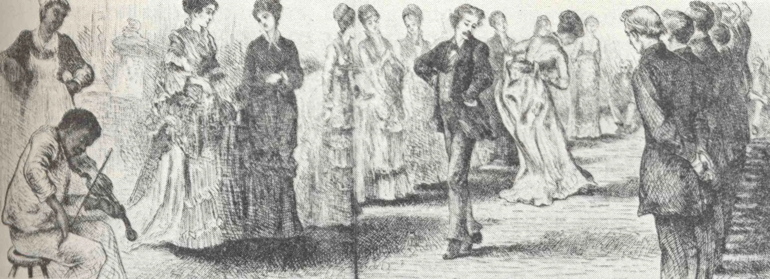 "The Virginia Reel" ( Harper’s Weekly , 1875) Black fiddler provides music for a Virginia Reel at an antebellum ball in the 1850s