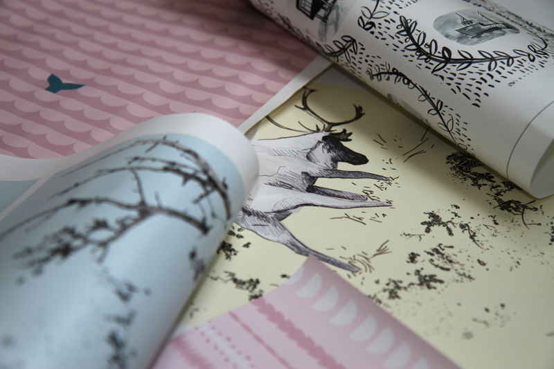 Assorted wallpaper / Caribou i llustration by Kym Greeley and Erika Stephens-Moore
