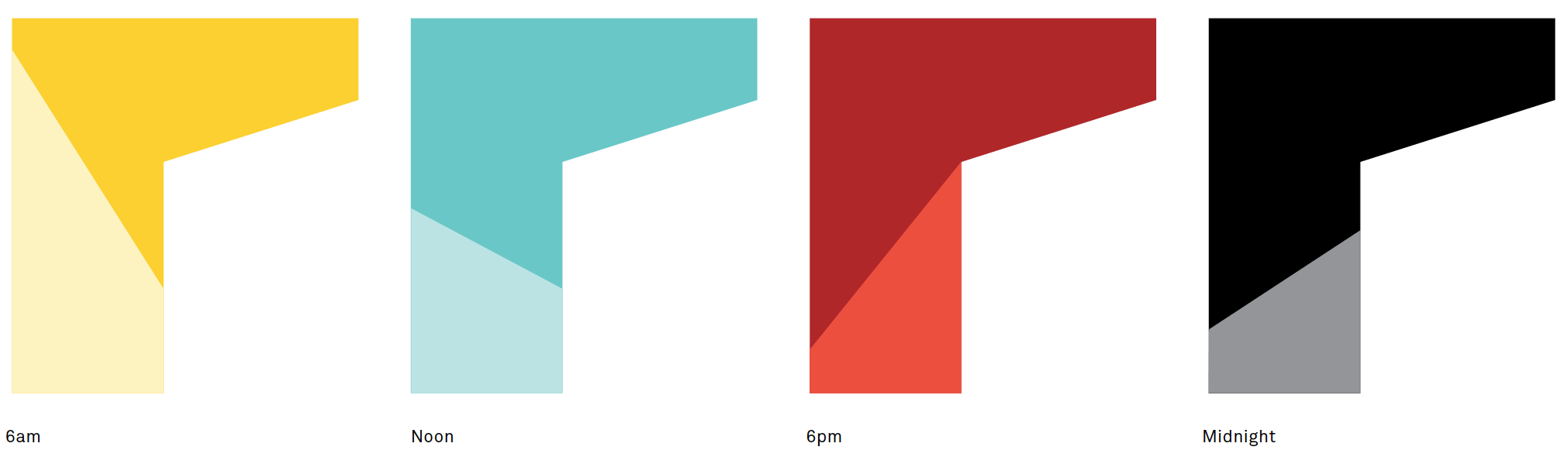 The light and shadow play across the Bents throughout the day form the DNA for the brand pattern below