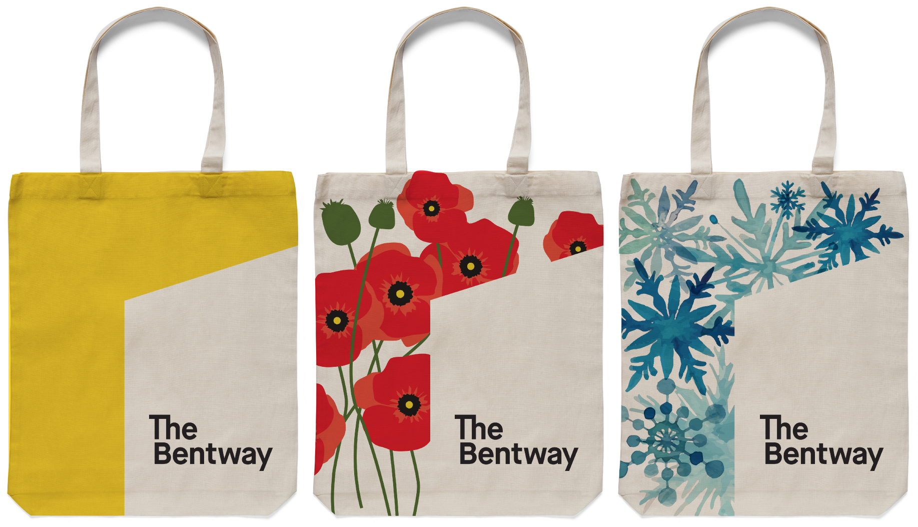 Mock-up of Bentway branded tote bags