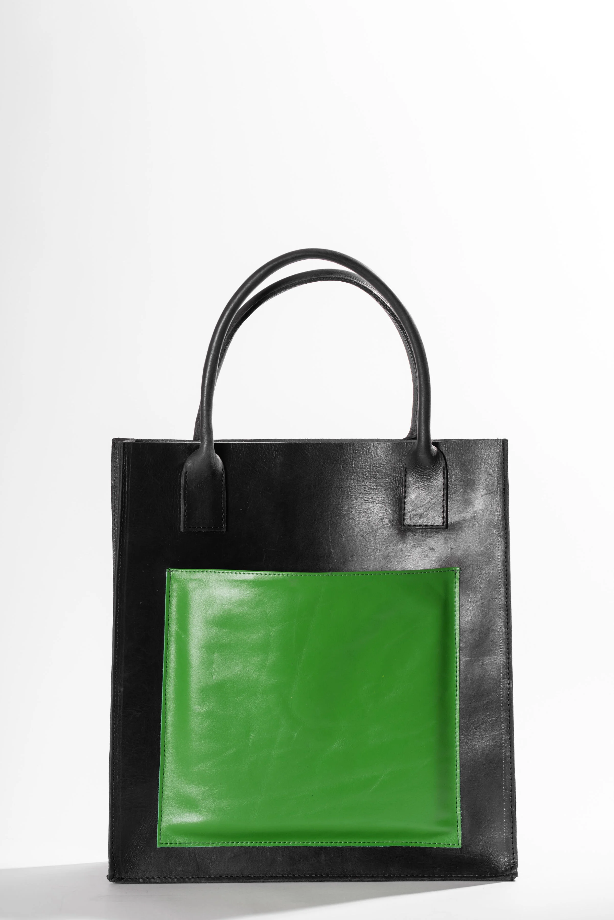Large tote with pocket - Black/Green