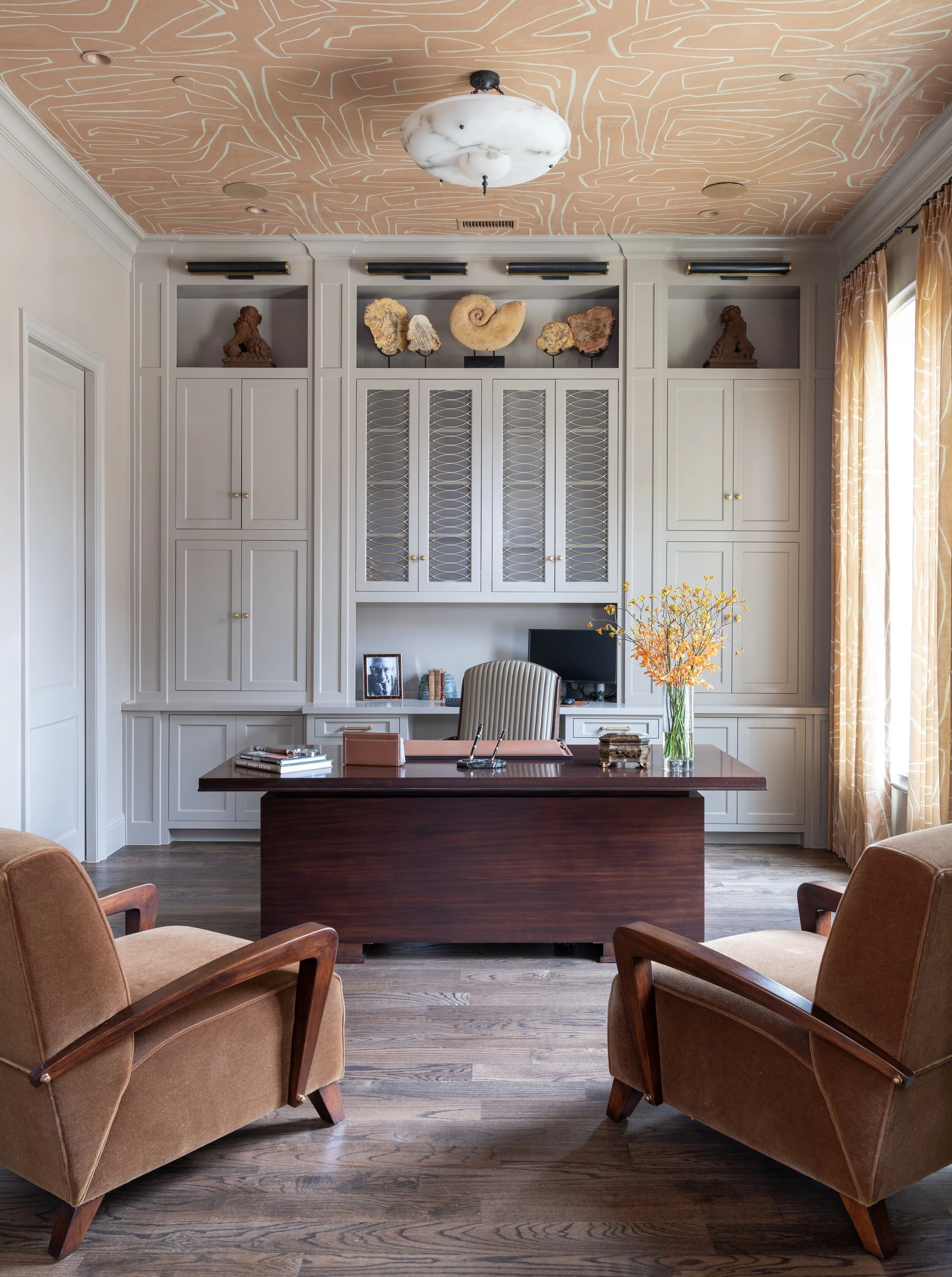 hanging egg chair in living room in 2 1 2 men show on Furniture Blog Chambers Interiors