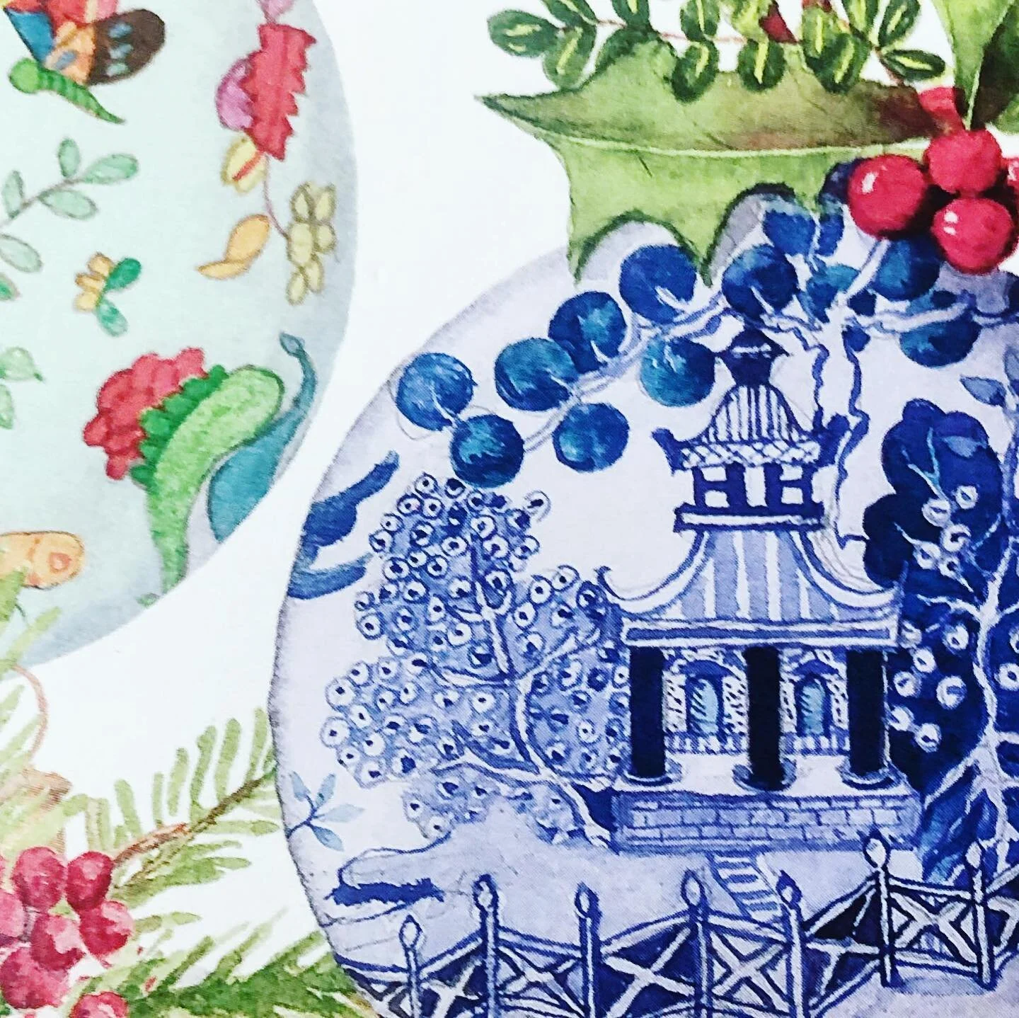 Finished up a night of wrapping gifts by writing a few notes to family and friends on my new favorite holiday stationary from @paperaffairdallas. #holidayseason #ornaments #stationary #chinoserie #blueandwhite #floral #christmasgifts