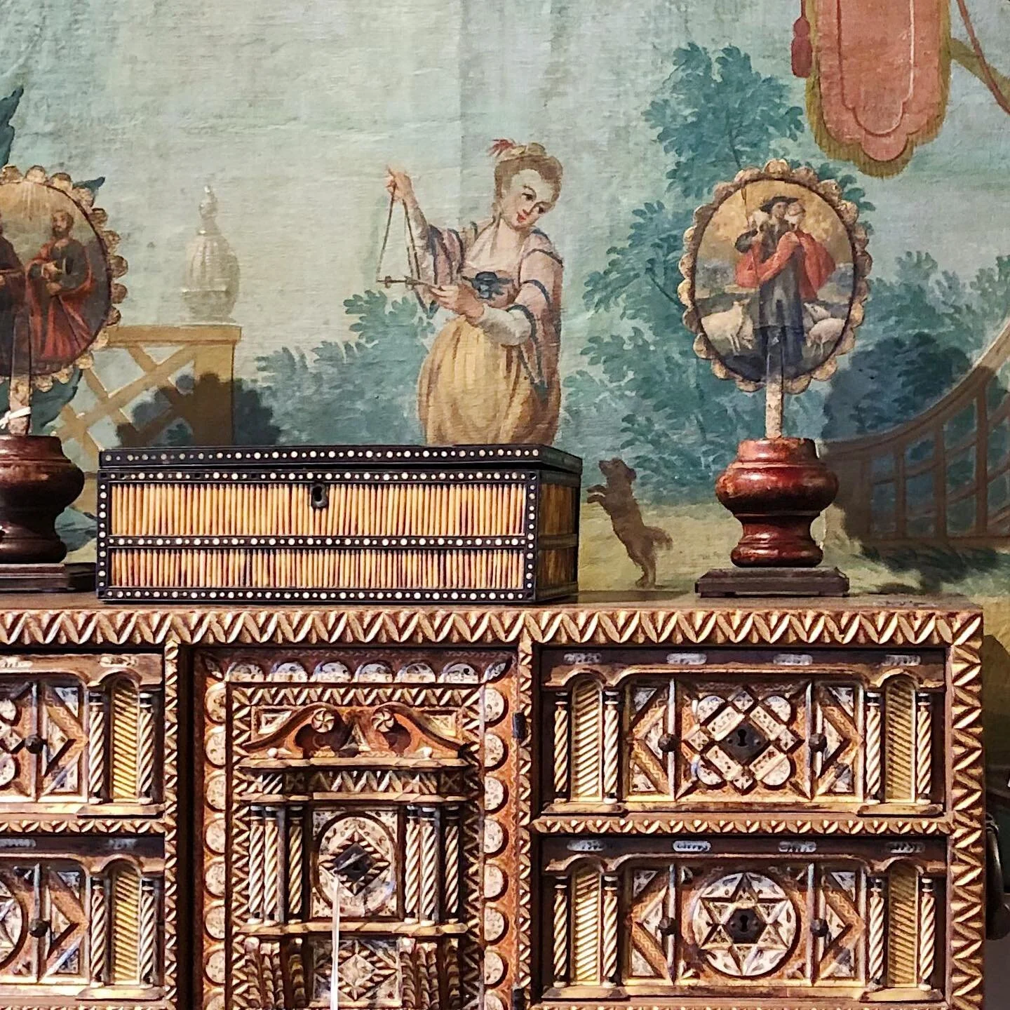 Although they were crafted a world away from each other back in the late 18th Century, this elaborately carved Spanish cabinet and these Louis XVI painted boiserie panels were made for each other. There&rsquo;s nothing quite like shopping for treasur