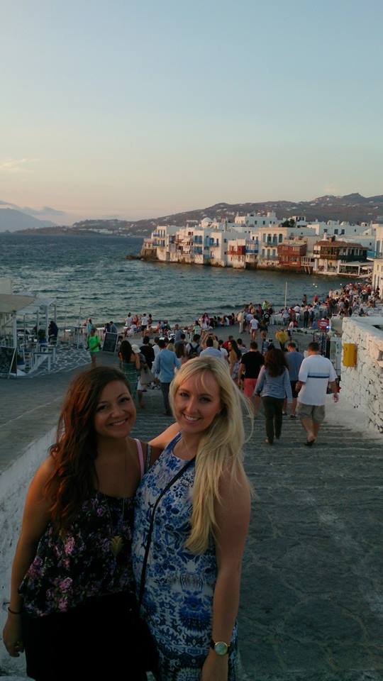 On our way to dinner in Mykonos.