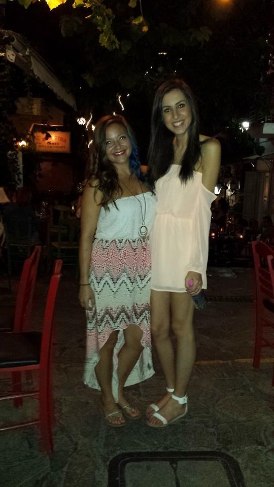 Outside with beautiful Mariah where we ate our first Greek dinner. Complete with dancers!