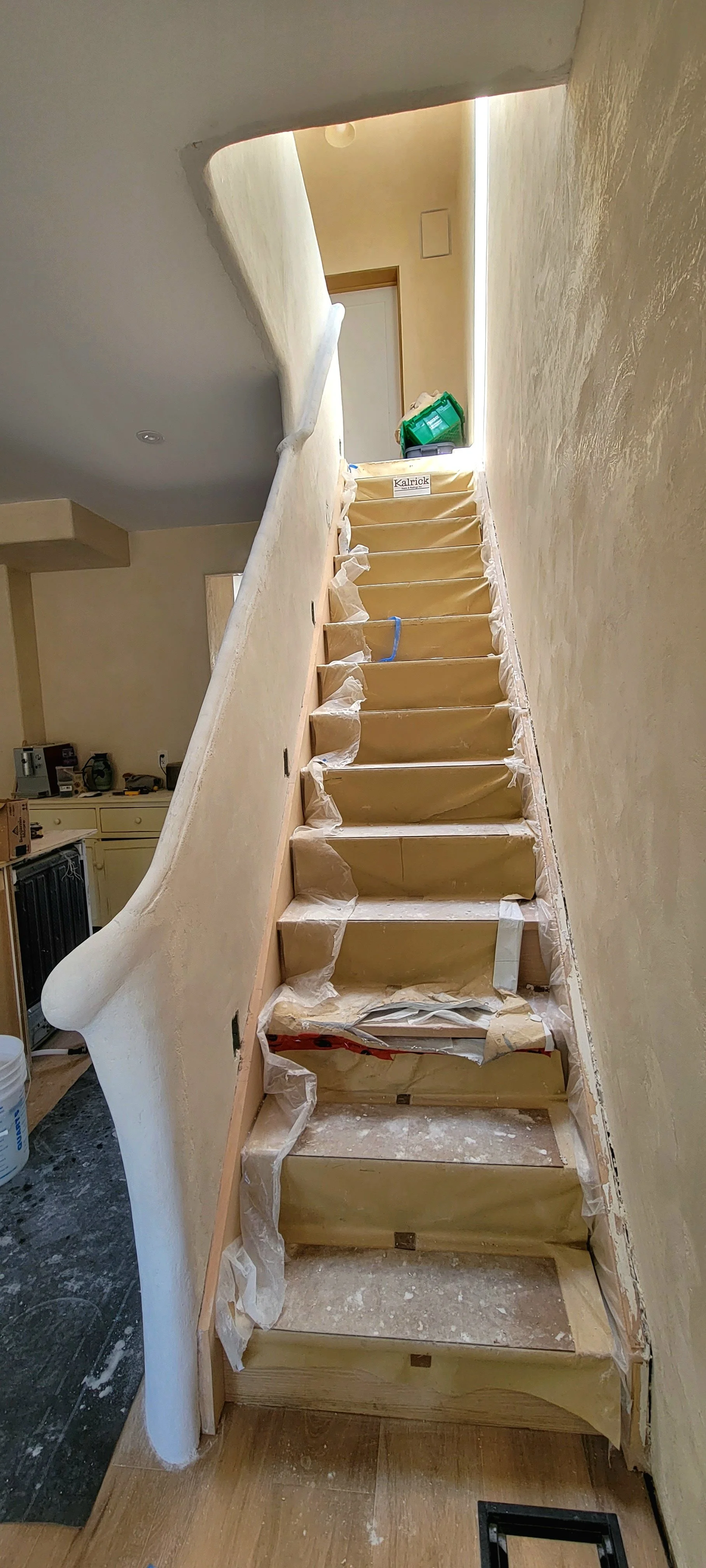  Solid plaster sculptural stair railing 