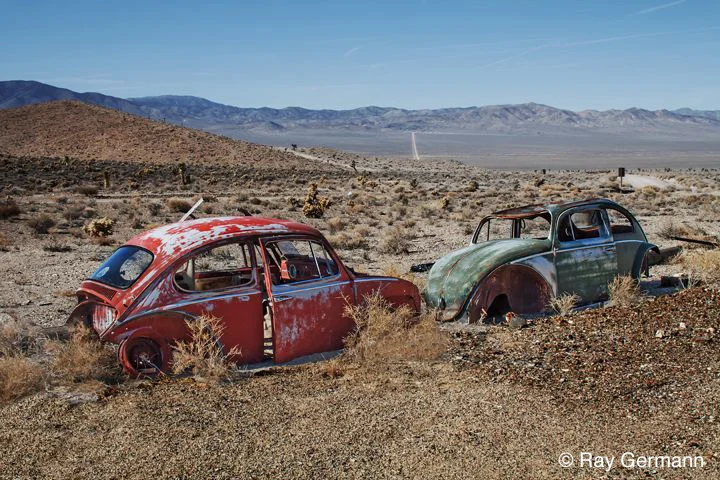 “Mining Town Two Cars" Goldpoint, Nevada