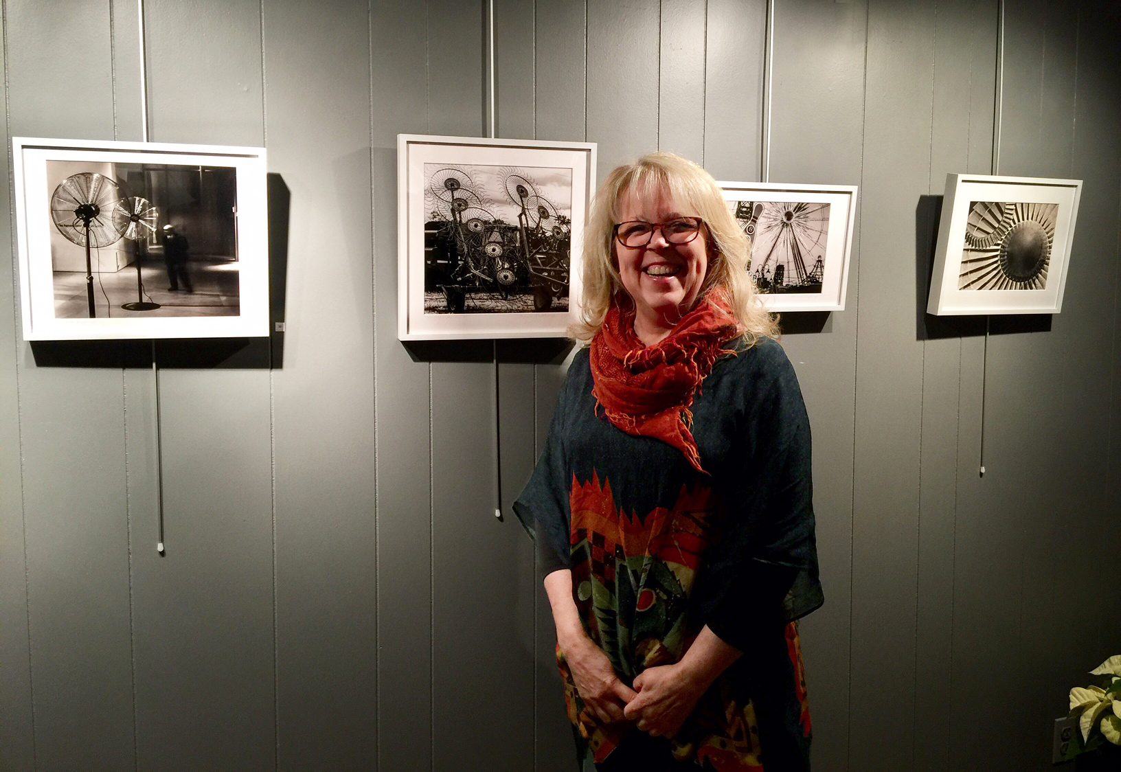 Pamela Waldroup with her works