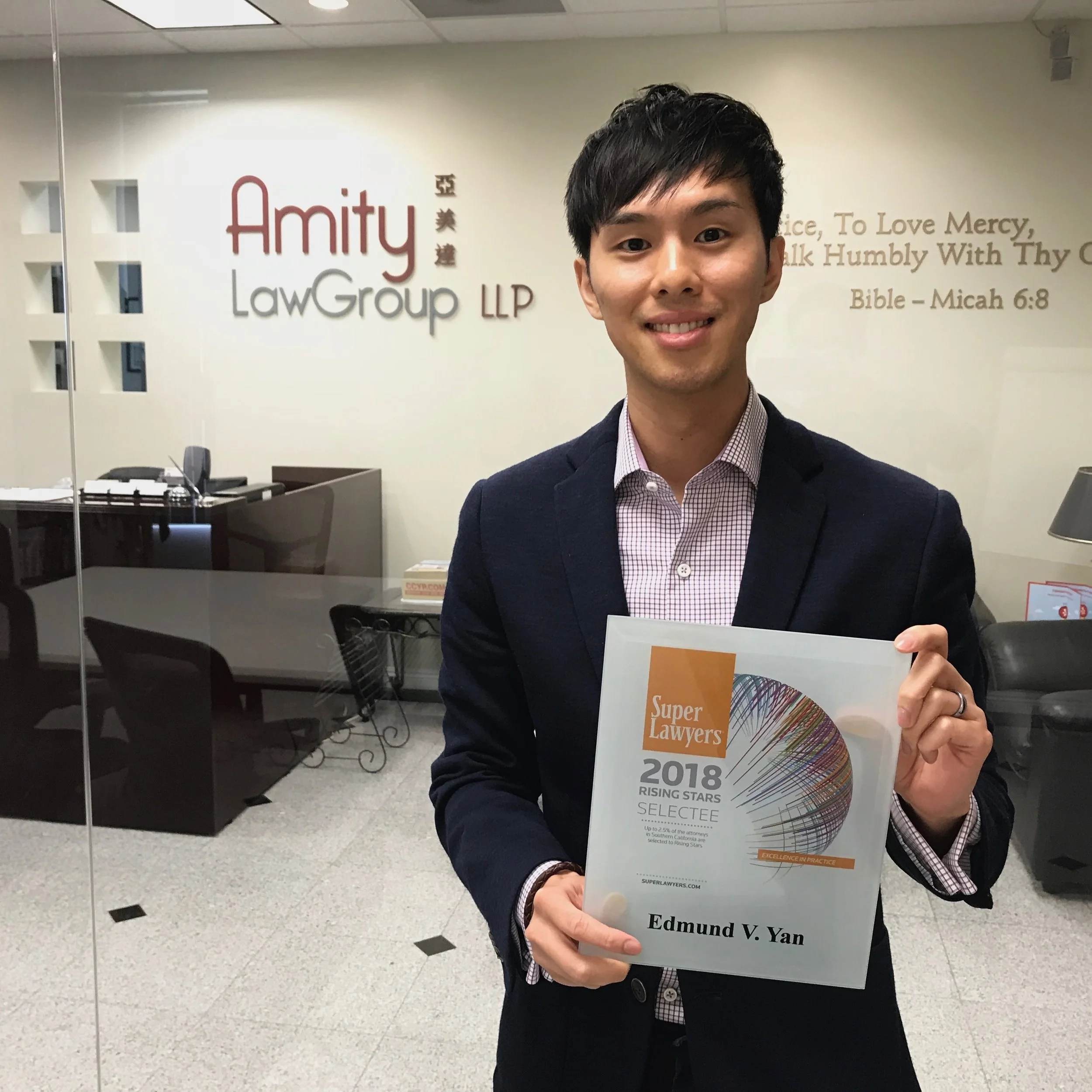   May 2018   Congratulations to our attorney Edmund Yan for being selected as a  2018 Rising Star by Super Lawyers!  For the second straight year, he joins a select list of only 2.5% of estate planning attorneys. 