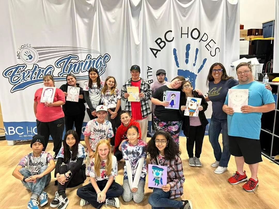 Mrs. @jblairboom and her @cnusd @coronaranchrockets Rocketeers (leadership group) led our Hopers in an activity today for @abc_hopes Extra Innings. Our participants enjoyed making Mother&rsquo;s Day cards and playing hockey together. Thank you, Mrs. 