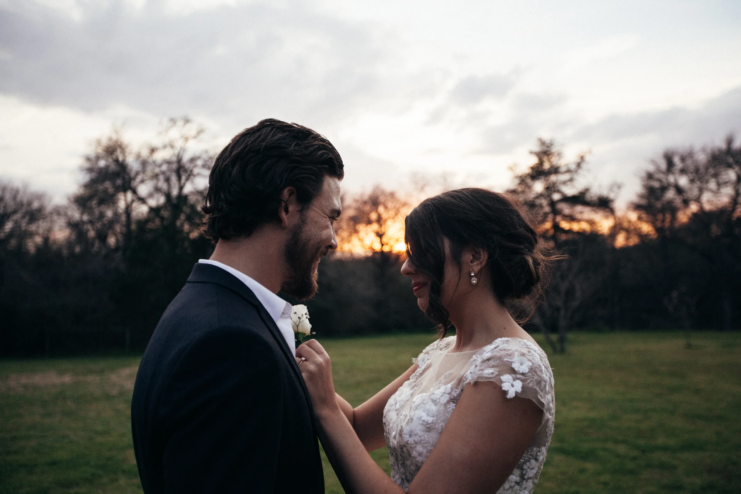 This was something we couldn't have planned. It's been a particular rainy year for Texas and the weekend we married has been one of the few dry, sunny days. I was relieved! A dry day would have been enough but then the sun set like this and suddenly I was in a Jane Austen novel.