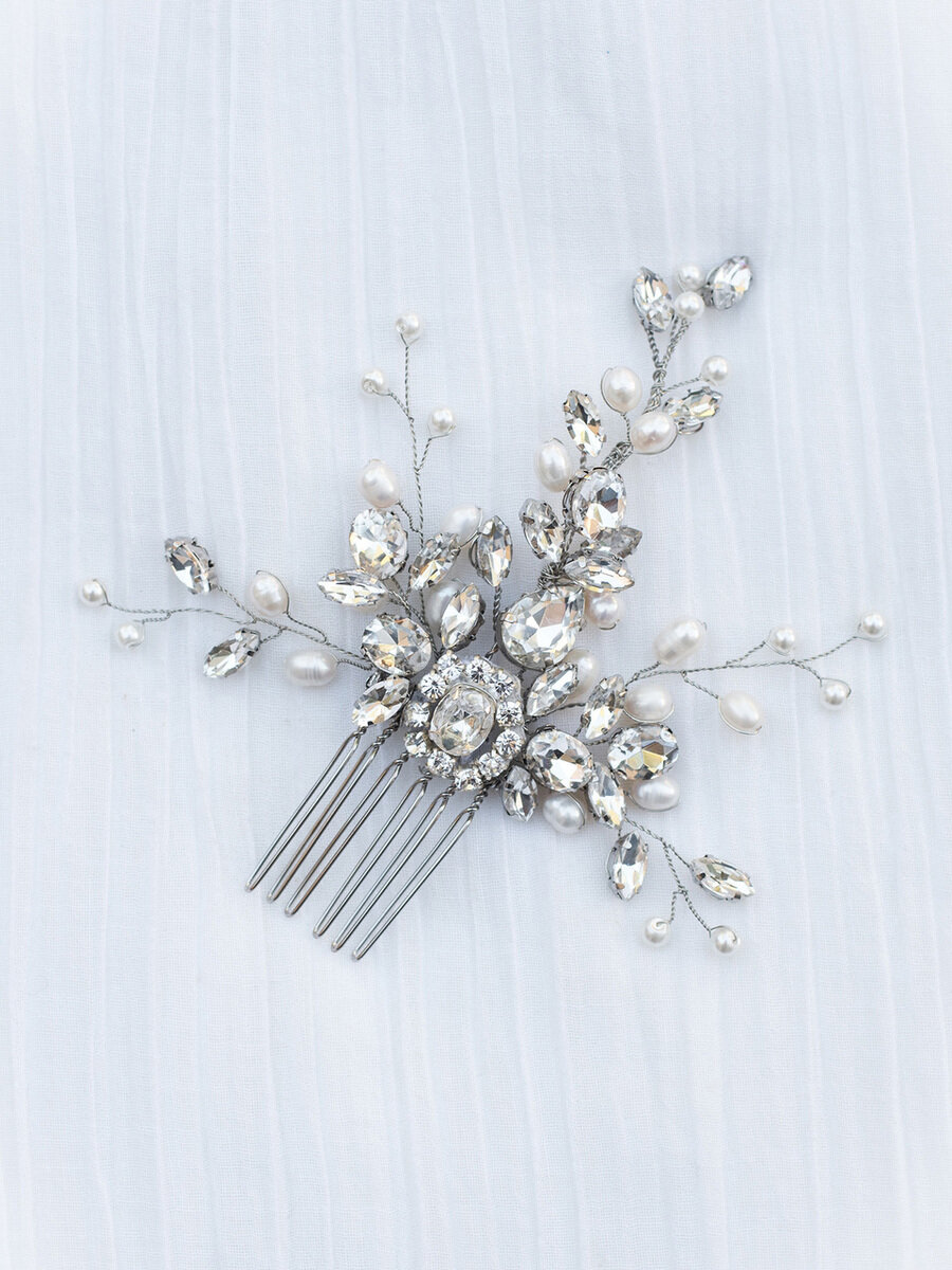 Carmen Medium Bridal Hair Comb - Silver — Salon Blonde - Hair Stylist Port Jefferson NY Carmen Medium Bridal Hair Comb - Silver — Salon Blonde - Hair Stylist Port Jefferson NY