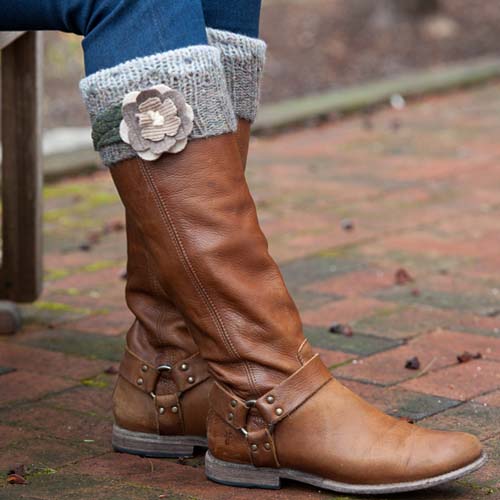 Navy and Natural High Boot Cuffs $34