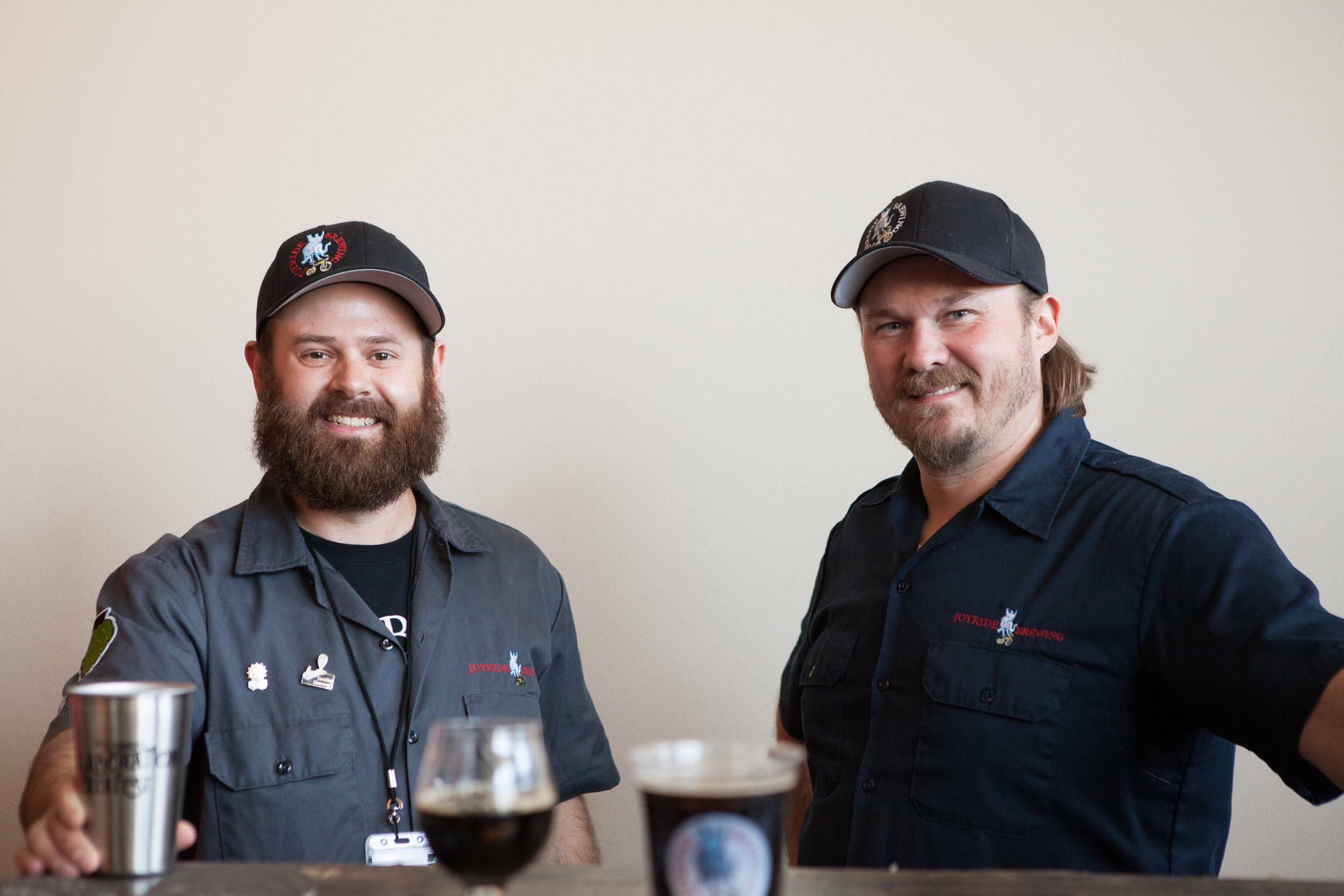   Grant Babb, owner of Joyride Brewing Company in Edgewater, takes a break from the fest for a quick photo with Joyride Brewmaster and co-founder Dave Bergen.&nbsp; Joyride collaborated with Heretic Brewing Co. out of Fairfield, CA to create the Star