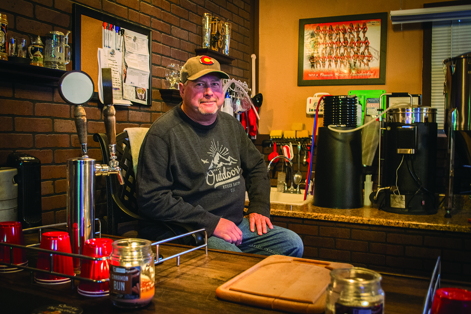  Mike Anderson takes a break at his home brewpub in Fort Lupton. 