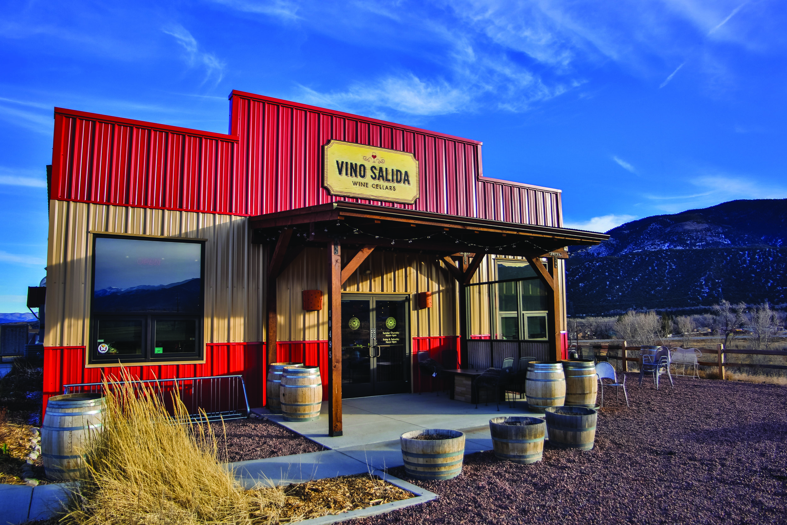 Vino Salida’s Poncha Springs wine bar and tasting room sits in the heart of Chaffee County just off U.S. Highways 50 and 285.