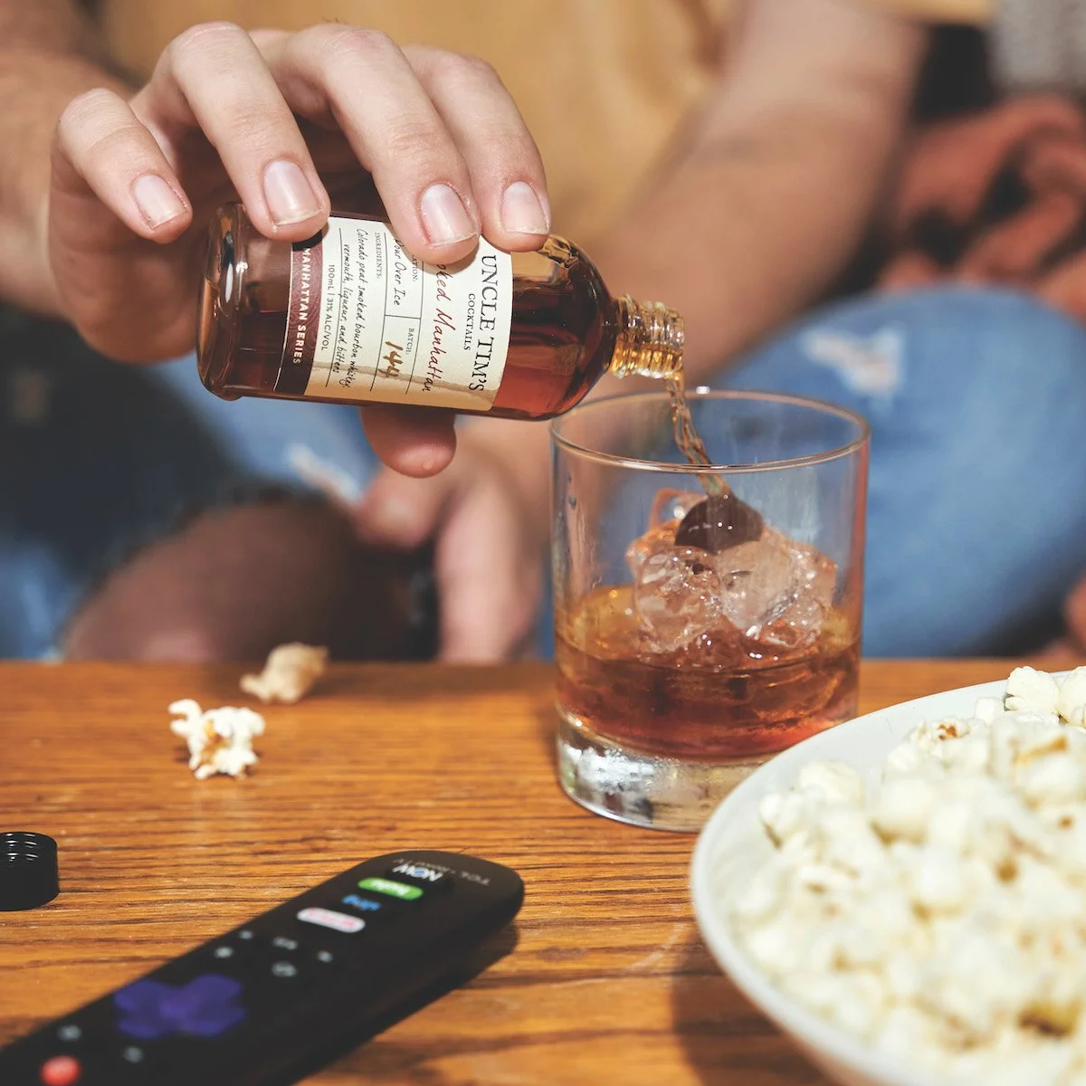 A ready-to-drink smoked Manhattan from Uncle Tim’s Cocktails